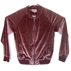 Arizona Jean Co Womens Large Solid Pink Zip Jacket